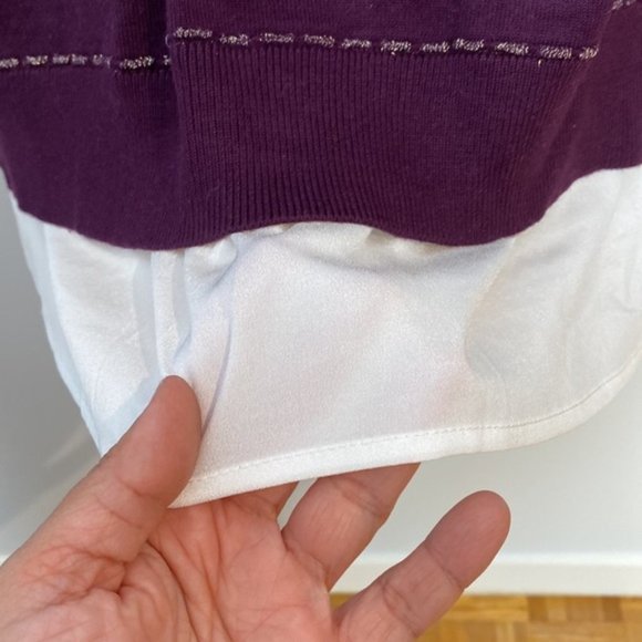 Calvin Klein Women Purple Crewneck Knit Layered Sweater Size Large - Picture 11 of 14